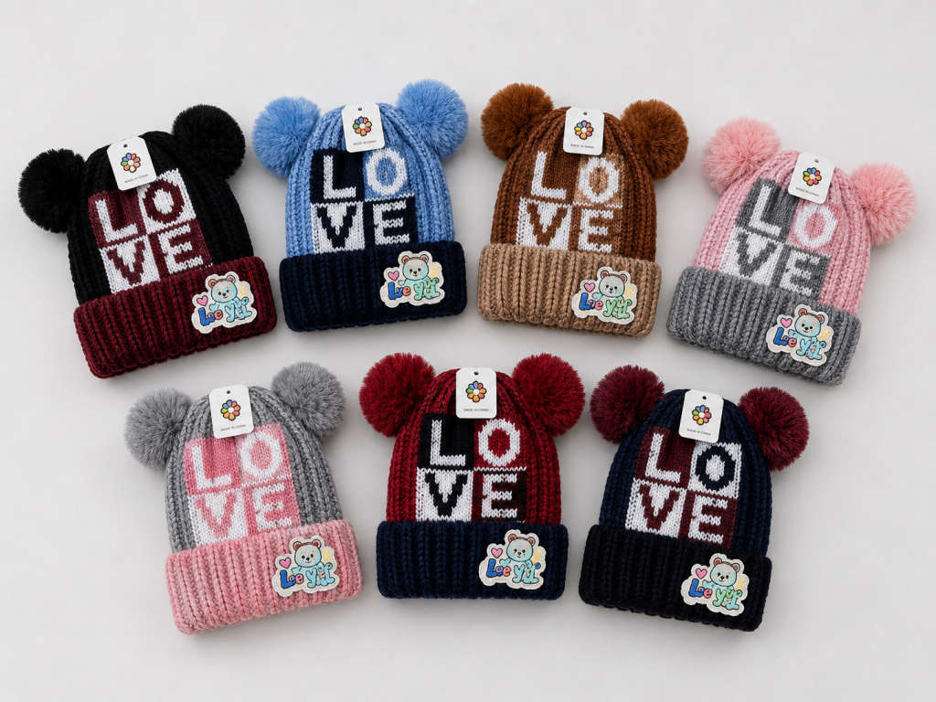 F - Gorro Infantil Love com Orelhinhas MF-TM-6027 Diversas Cores Pac C/12, Colocar no Carrinho Somente Multiplos do Pac.