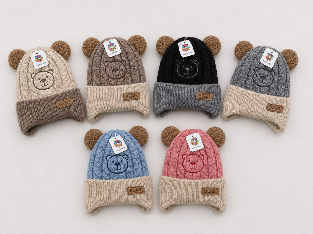 F - Gorro Infantil com Orelhinhas MF-TM-6029 Diversas Cores Pac C/12, Colocar no Carrinho Somente Multiplo Do Pac.