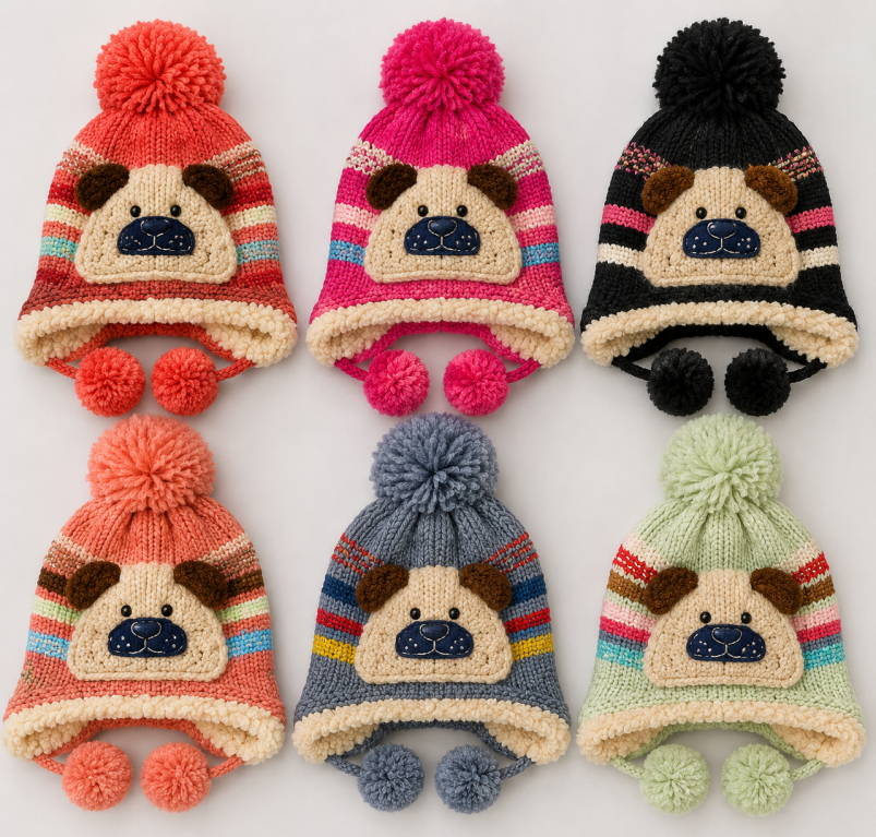 F - Gorro Infantil Listrado Monstrinho MF-TS-6035 Diversas Cores Pac C/12, Colocar no Carrinho Somente Multiplos do Pac.