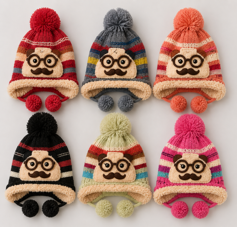 F - Gorro Infantil Listrado Monstrinho MF-TS-6035 Diversas Cores Pac C/12, Colocar no Carrinho Somente Multiplos do Pac.