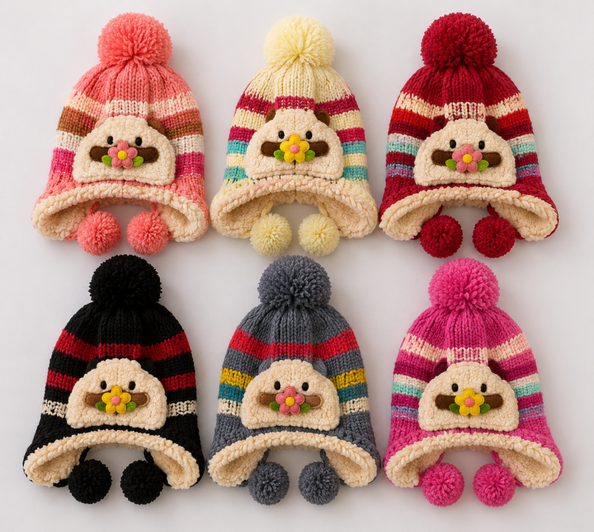 F - Gorro Infantil Listrado Monstrinho MF-TS-6035 Diversas Cores Pac C/12, Colocar no Carrinho Somente Multiplos do Pac.