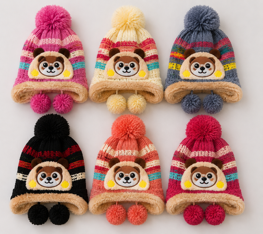 F - Gorro Infantil Listrado Monstrinho MF-TS-6035 Diversas Cores Pac C/12, Colocar no Carrinho Somente Multiplos do Pac.