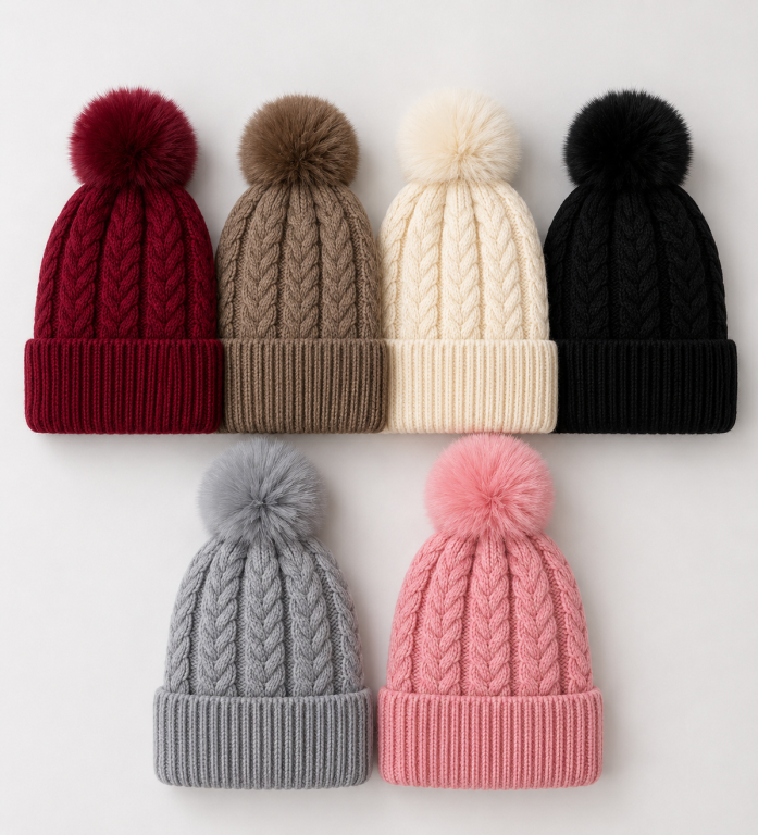 F - Gorro Feminino Premium com Pompom F-DM-6036 Diversas Cores Pac C/12, Colocar no Carrinho Somente Multiplos do Pac.