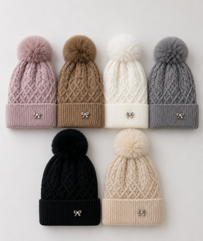 F- Gorro Feminino Tricô Elegance Pompom F-DM-6037 Diversas Cores Pac C/12, Colocar no Carrinho Somente Multiplos do Pac.