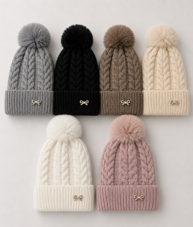 F- Gorro Feminino Tricô Elegance Pompom F-DM-6037 Diversas Cores Pac C/12, Colocar no Carrinho Somente Multiplos do Pac.