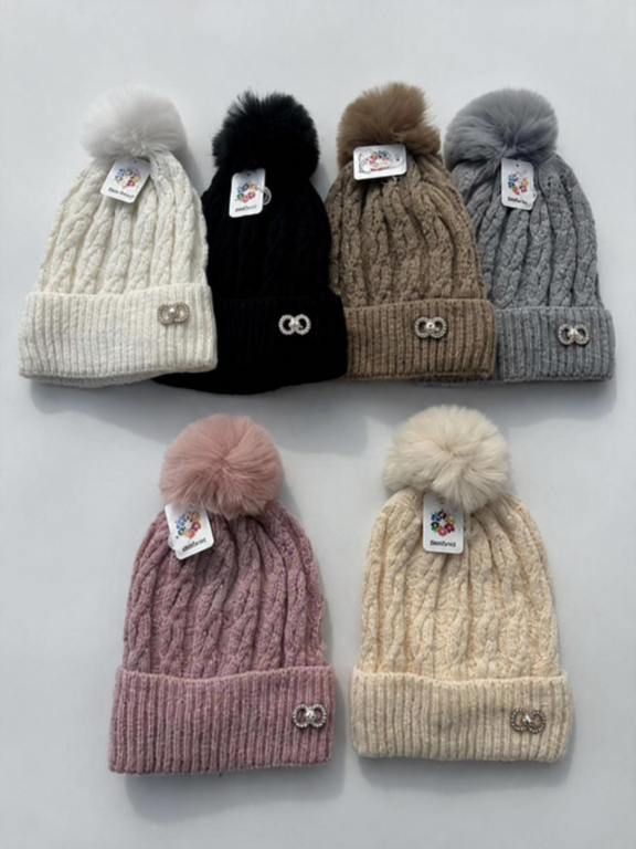F- Gorro Feminino Tricô Elegance Pompom F-DM-6047 Diversas Cores Pac C/12, Colocar no Carrinho Somente Multiplos do Pac.