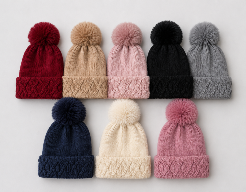 F - Gorro Feminino Tricô Soft Pompom MF-TS-6050 Diversas Cores Pac C/12, Colocar no Carrinho Somente Multiplos do Pac.