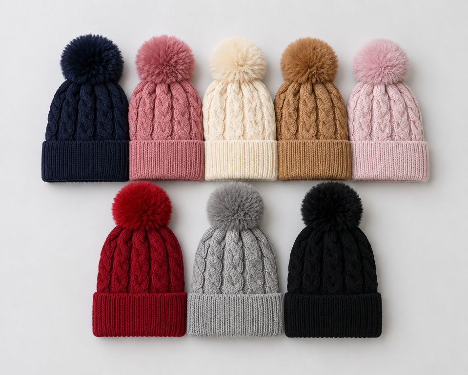F - Gorro Feminino Tricô com Pompom MF-TS-6051 Diversas Cores Pac C/12, Colocar no Carrinho Somente Multiplos do Pac.