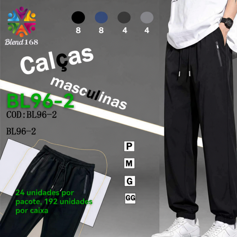C - Calça Masculina Jogger Cargo BL96-2 Diversas Cores Pac C/24, Colocar no Carrinho Somente Multiplos do Pac.