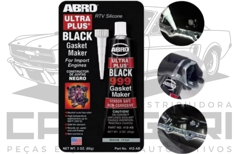 ABRO AB-412 SILICONE ULTRA PLUS BLACK - JUNTA DE SILICONE PRETO - 85 G