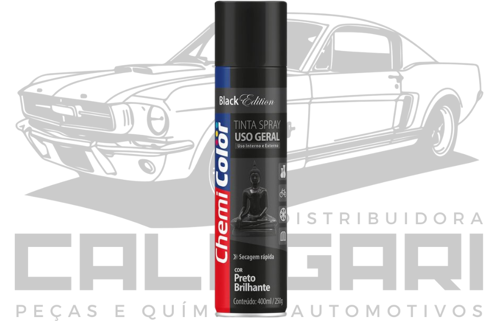 CHEMICOLOR TINTA SPRAY USO GERAL PRETO BRILHANTE 400 ML