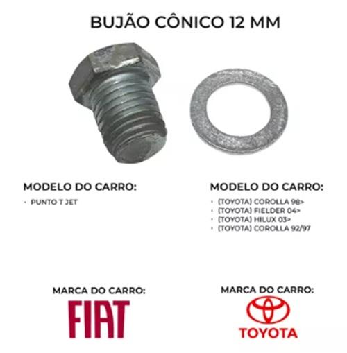 BUJAO CONICO PARA CARTER ESPANADO 12 MM - PEUGEOT HONDA TOYOTA BMW FIAT