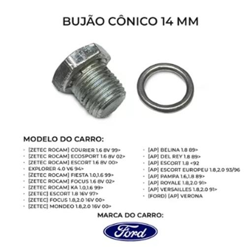 BUJAO CONICO PARA CARTER ESPANADO 14MM - GM FIAT VW FORD HONDA