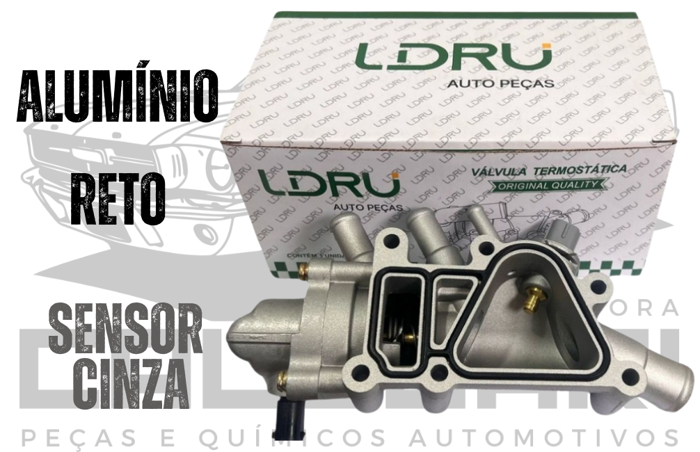 CARCACA + VALVULA TERMOSTATICA + SENSOR PRETO E CINZA RETO - FORD ZETEC FIESTA ECOSPORT KA FOCUS FLEX