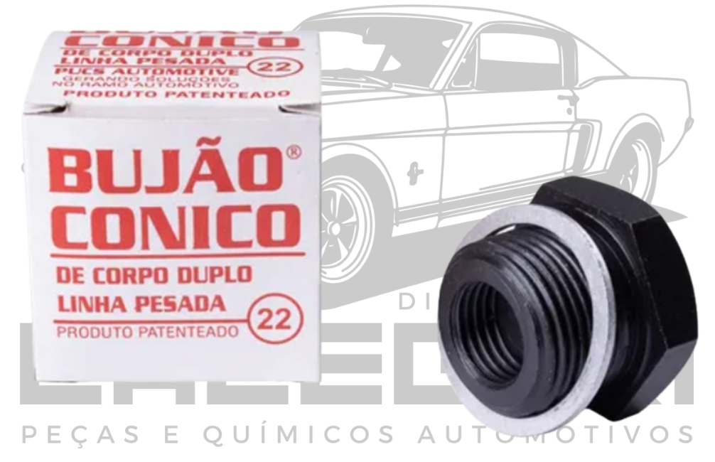BUJAO CONICO PARA CARTER CORPO DUPLO 22MM -  LINHA DIESEL CUMMINS MERCEDES VW FORD TODOS