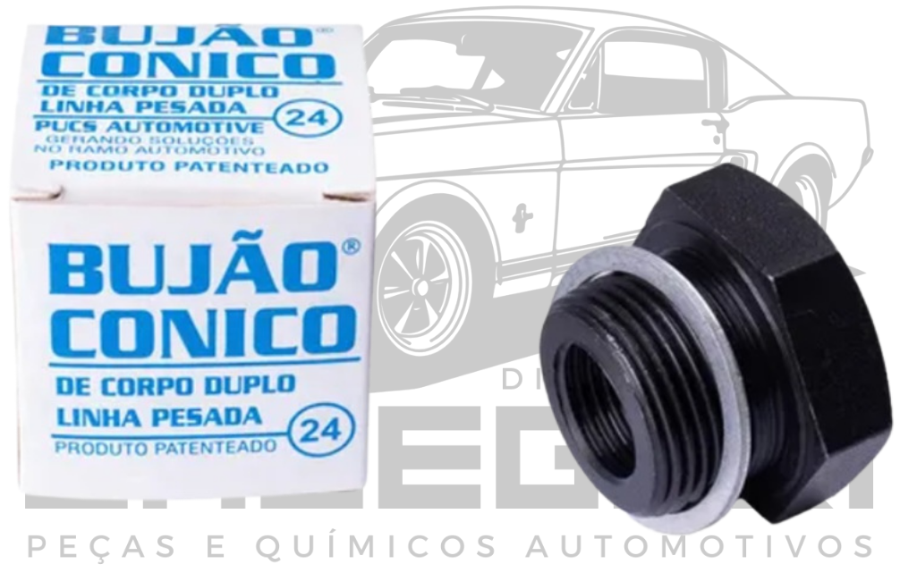 BUJAO CONICO PARA CARTER CORPO DUPLO 24MM -  LINHA DIESEL MERCEDES SCANIA VOLVO TODOS