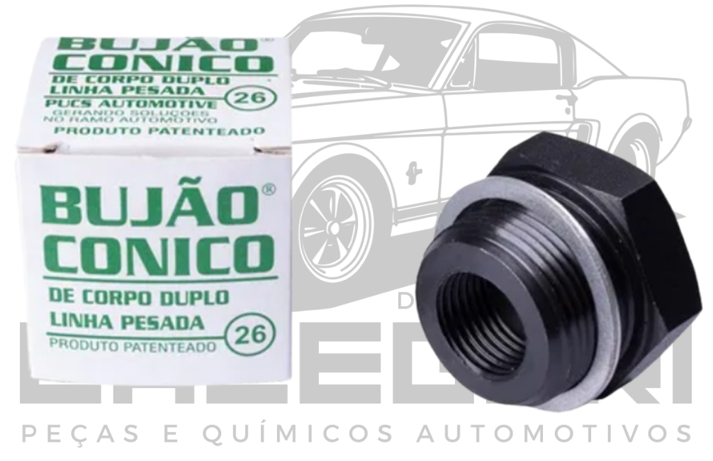 BUJAO CONICO PARA CARTER CORPO DUPLO 26MM -  LINHA DIESEL SCANIA VOLVO MERCEDES TODOS