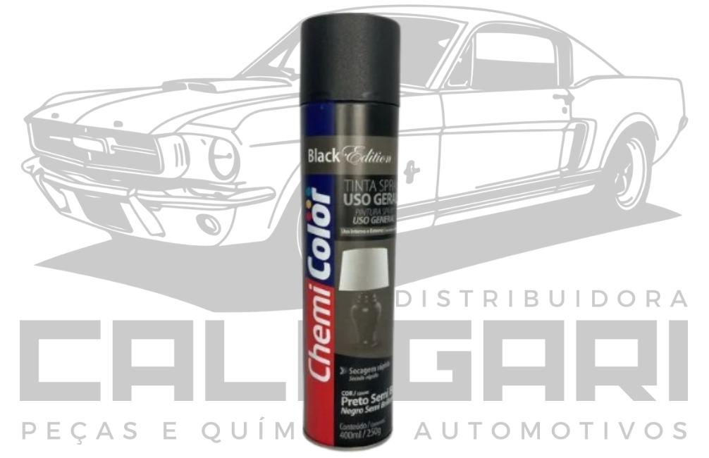 CHEMICOLOR TINTA SPRAY USO GERAL PRETO SEMI BRILHO 400 ML