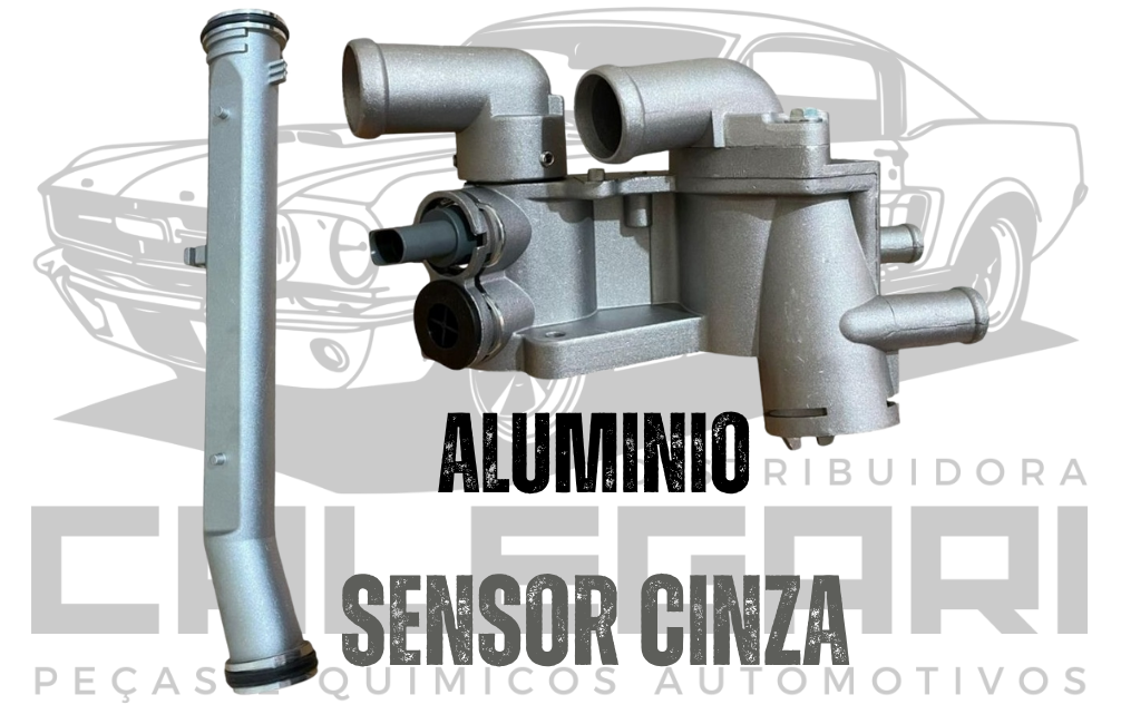 CARCACA + VALVULA TERMOSTATICA + SENSOR CINZA - VW FOX GOL SAVEIRO VOYAGE GOLF CROSSFOX SPACEFOX POLO