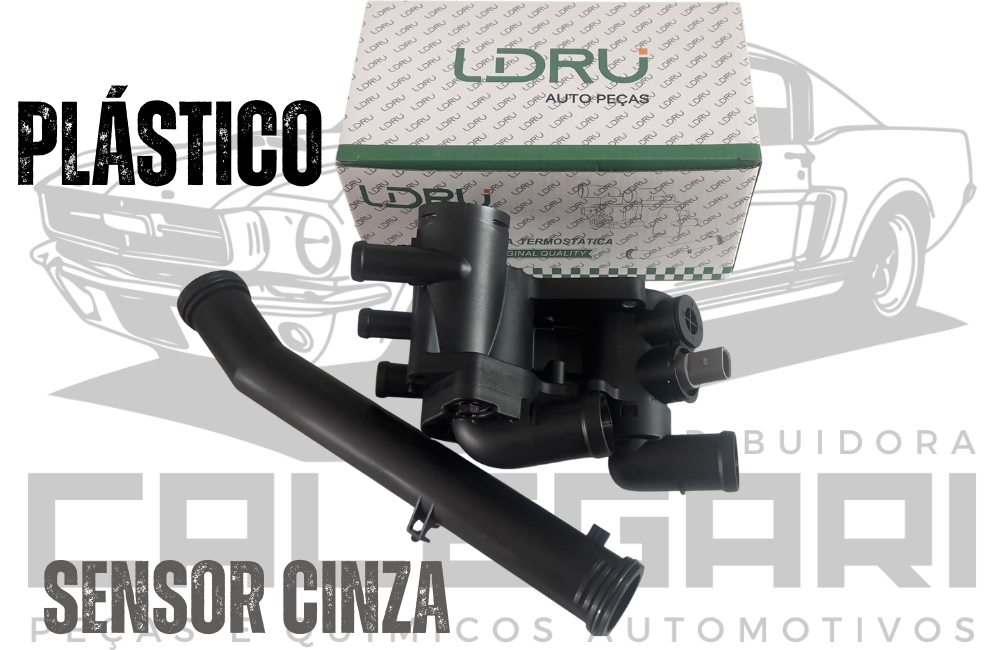 CARCACA + VALVULA TERMOSTATICA + SENSOR CINZA - VW FOX GOL SAVEIRO VOYAGE GOLF CROSSFOX SPACEFOX POLO