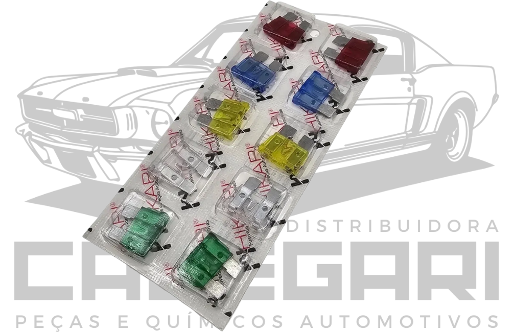 FUSIVEL KIT DE EMERGENCIA LAMINA (CARTELA COM 2 PEÇAS DE CADA AMPERAGEM 10, 15, 20, 25 e 30)