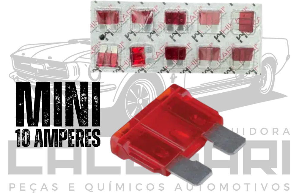 FUSIVEL MINI LAMINA 10 AMPERES - VERMELHO