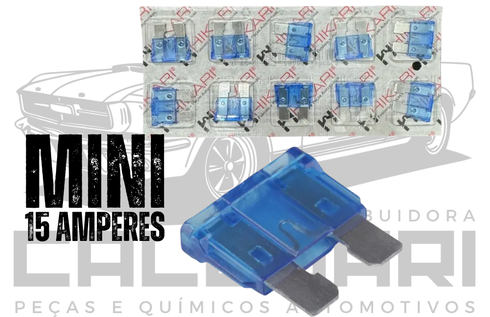 FUSIVEL MINI LAMINA 15 AMPERES - AZUL