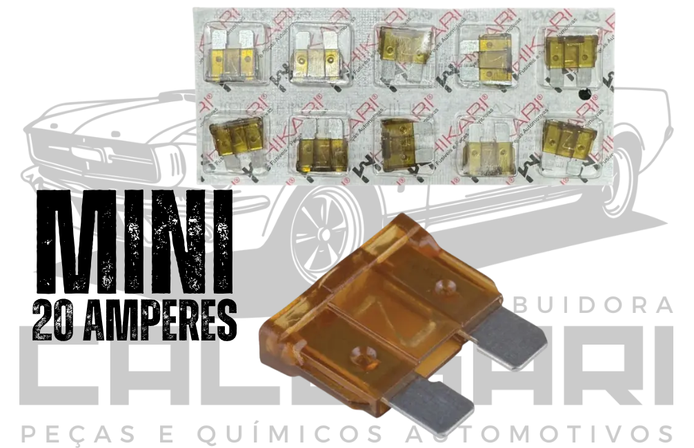 FUSIVEL MINI LAMINA 20 AMPERES - AMARELO