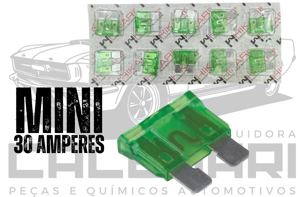 FUSIVEL MINI LAMINA 30 AMPERES - VERDE