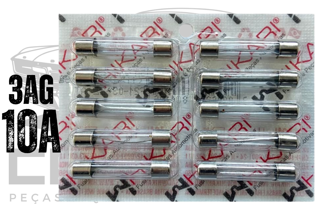 FUSIVEL DE VIDRO 3AG 10 AMPERES