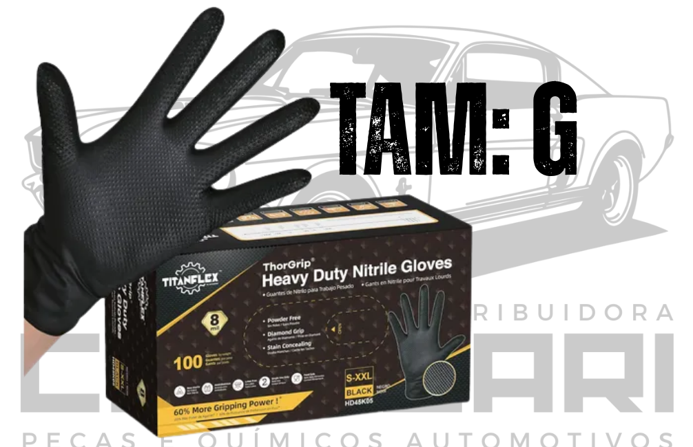 LUVA AUTOMOTIVA NITRILICA PRETA CAIXA - TAMANHO G