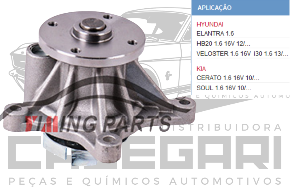 BOMBA DE AGUA HYUNDAI HB20 VELOTER ELANTRA / KIA CERATO SOUL 1.6 16V