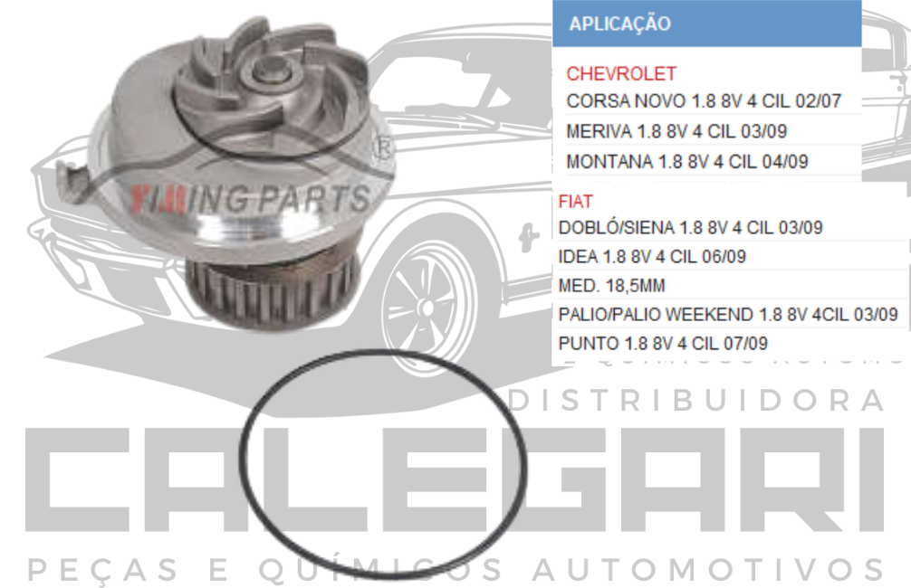 BOMBA DE AGUA GM MERIVA MONTANA CORSA NOVO / FIAT DOBLO SIENA PALIO PUNTO - 1.8 4CC