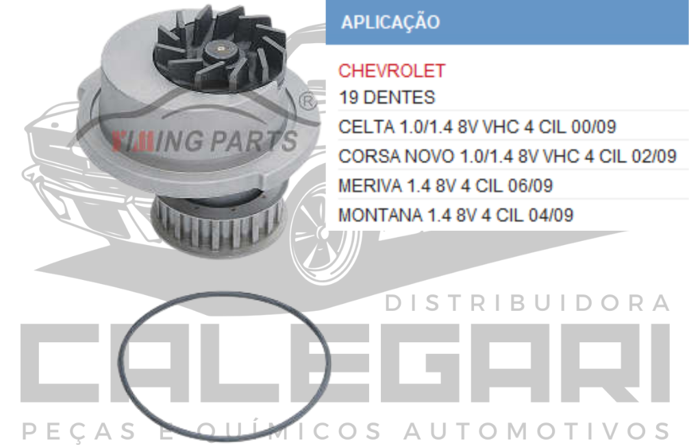 BOMBA DE AGUA GM CELTA CORSA NOVO MERIVA MONTANA - 1.0 1.4 4CC 19 DENTES