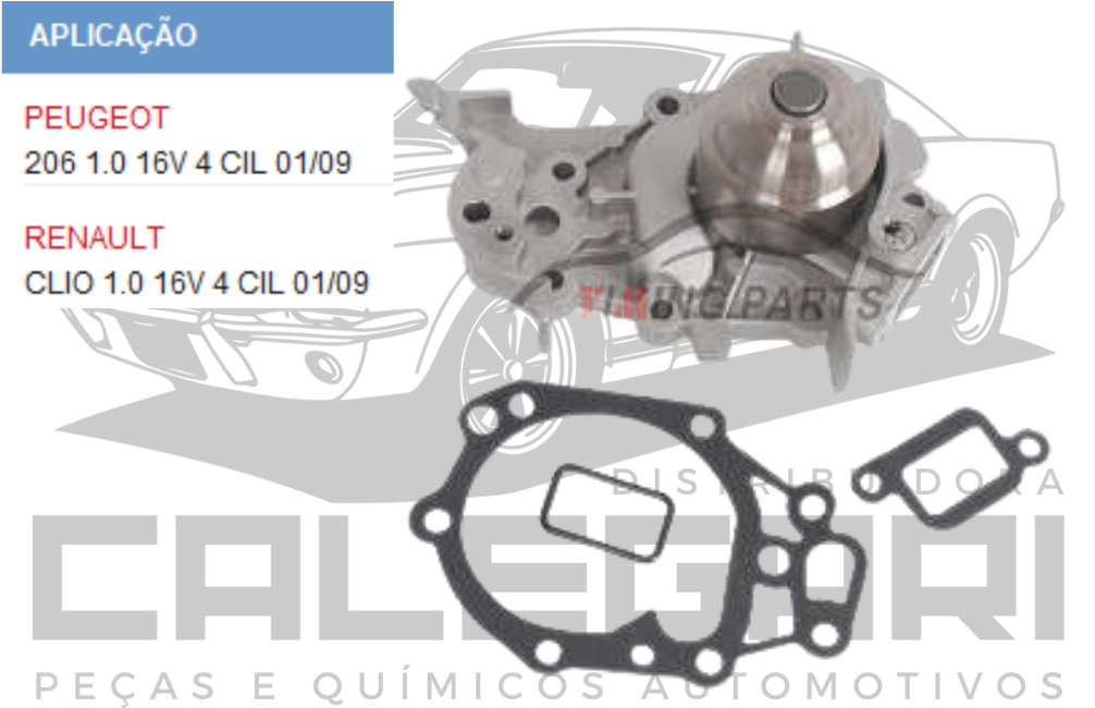 BOMBA DE AGUA RENAULT CLIO SANDERO LOGAN / PEUGEOT 206 / NISSAN MARCH - 1.0 16V 4CC