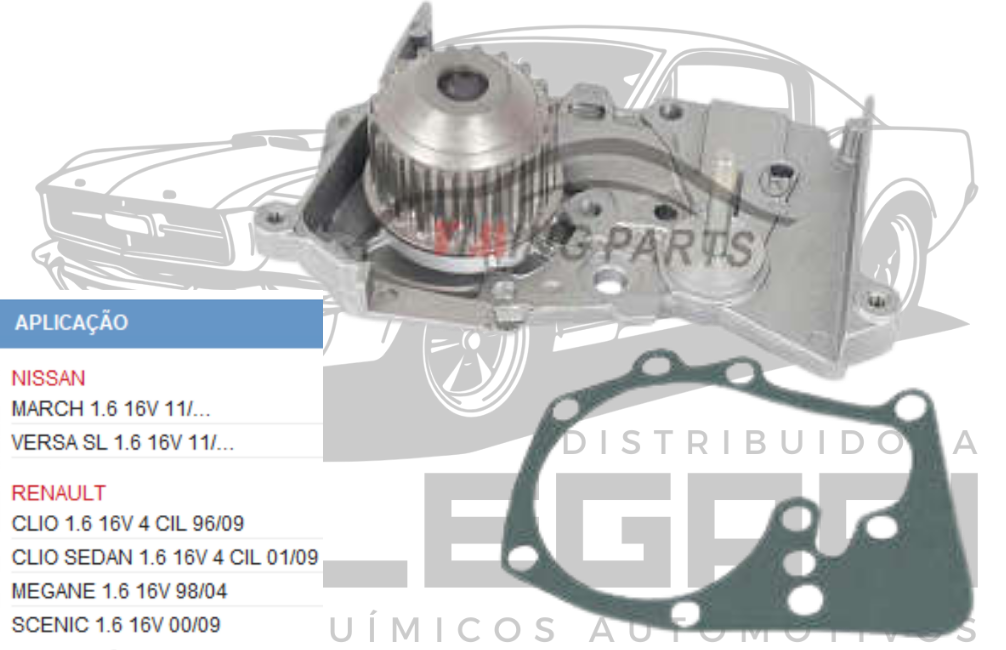 BOMBA DE AGUA RENAULT CLIO MEGANE SCENIC KANGOO LAGUNA SANDERO / NISSAN MARCH VERSA - 1.6 16V