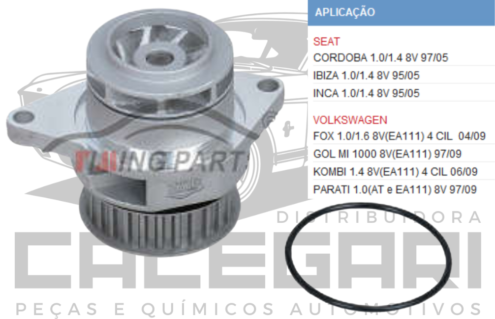 BOMBA DE AGUA VW FOX KOMBI PARATI GOL MI POLO CLASSIC / SEAT CORDOBA IBIZA INCA - EA111
