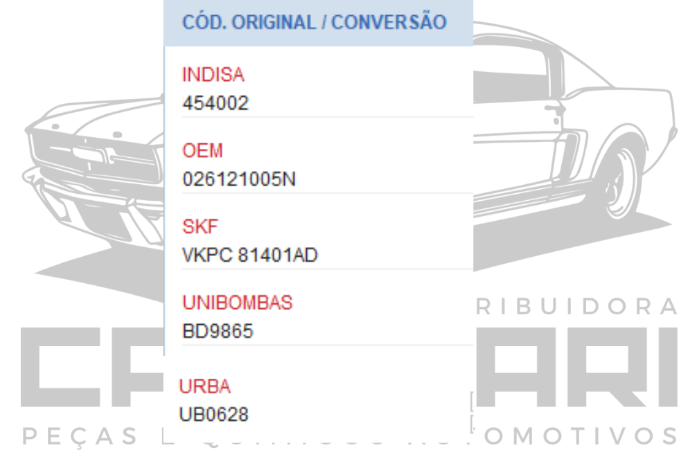 BOMBA DE AGUA VW GOL PARATI QUANTUM SANTANA SAVEIRO / FORD ROYALE VERSAILLES - 1.6 1.8 2.0 MOTORES AP