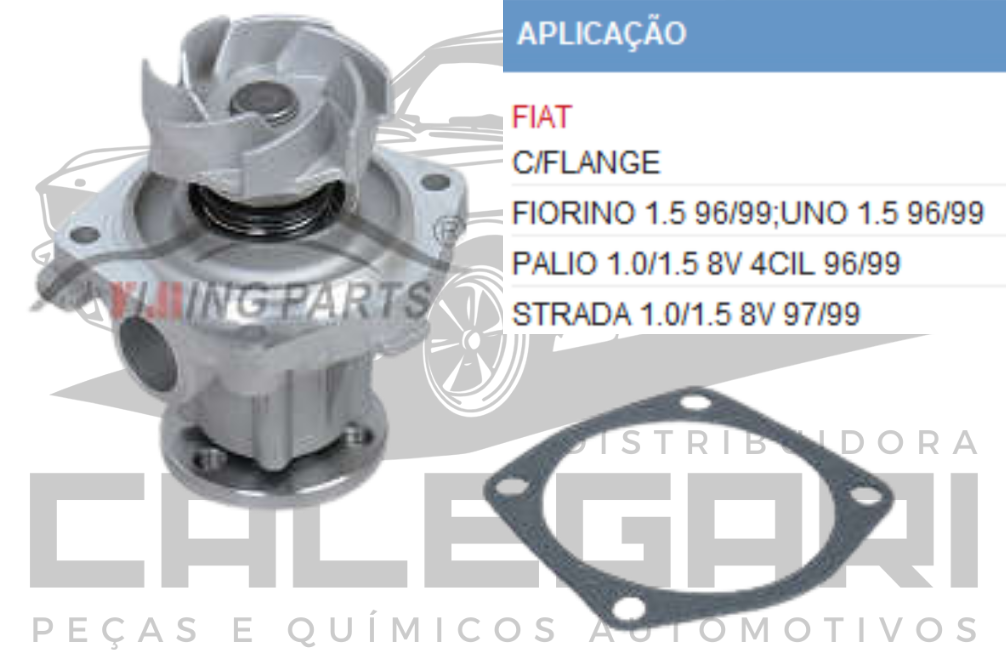 BOMBA DE AGUA FIAT FIORINO UNO PALIO STRADA - 1.0 1.5 COM FLANGE