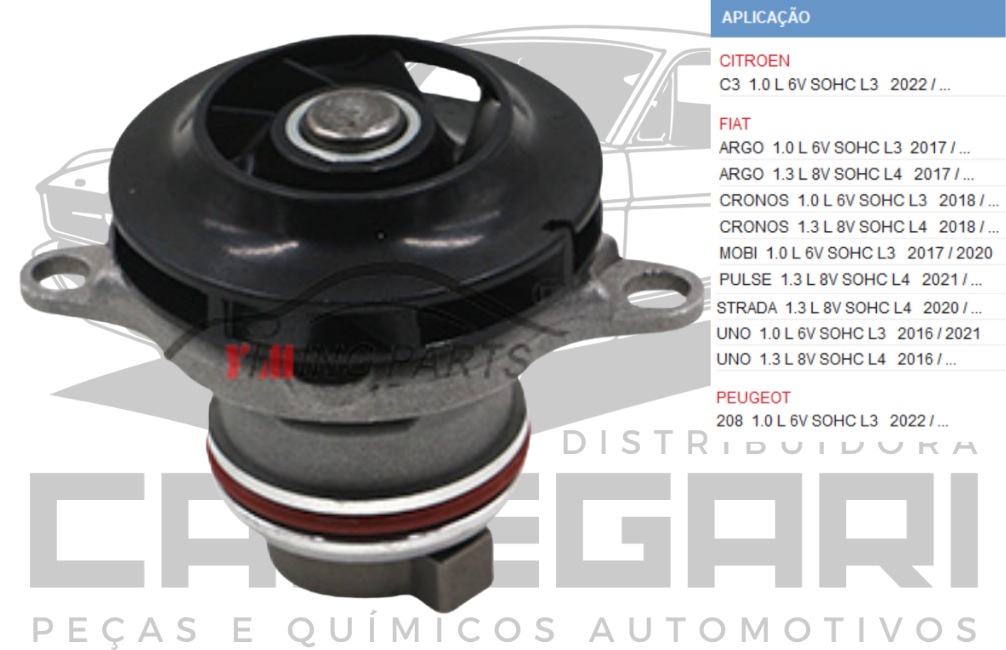 BOMBA DE AGUA FIAT ARGO CRONOS MOBI PULSE STRADA UNO / PEUGEOT 208 / CITROEN C3 - SOHC