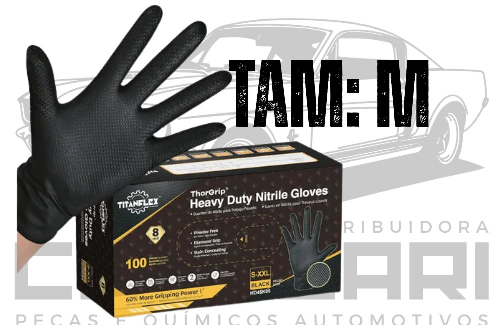 LUVA AUTOMOTIVA NITRILICA PRETA CAIXA - TAMANHO M