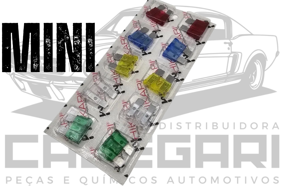 FUSIVEL KIT DE EMERGENCIA LAMINA MINI (CARTELA COM 2 PEÇAS DE CADA AMPERAGEM 10, 15, 20, 25 e 30)