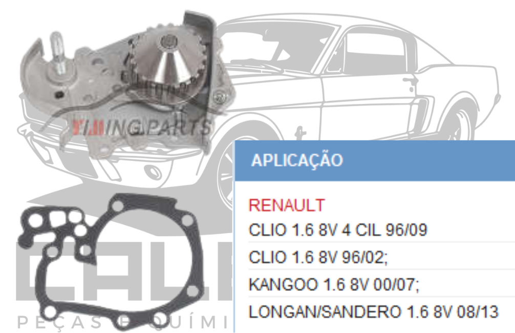 BOMBA DE AGUA RENAULT CLIO LOGAN SANDERO KANGOO - 1.6 8V