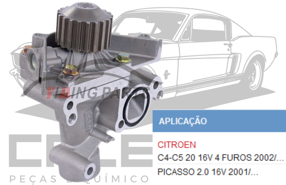 BOMBA DE AGUA CITROEN C4 C5 20 16V 4 FUROS 2002 / PICASSO 2.0 16V 2001