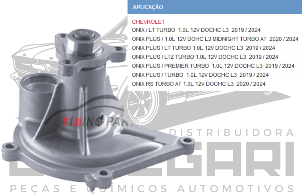BOMBA DE AGUA GM ONIX LT LTZ TURBO PLUS RS 1.0L 12V DOCHC L3