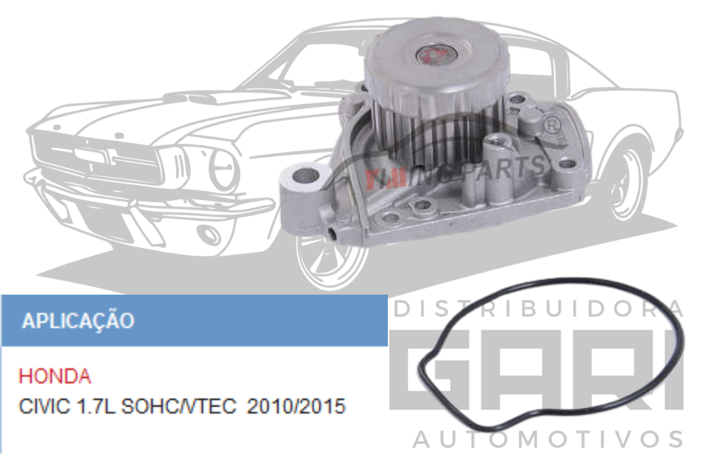 BOMBA DE AGUA HONDA CIVIC 1.7L SOHC/VTEC 2010/2015