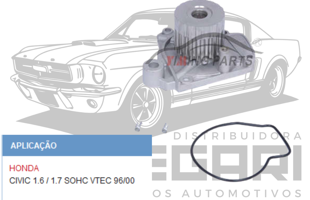 BOMBA DE AGUA HONDA CIVIC 1.6 / 1.7 SOHC VTEC 96/00