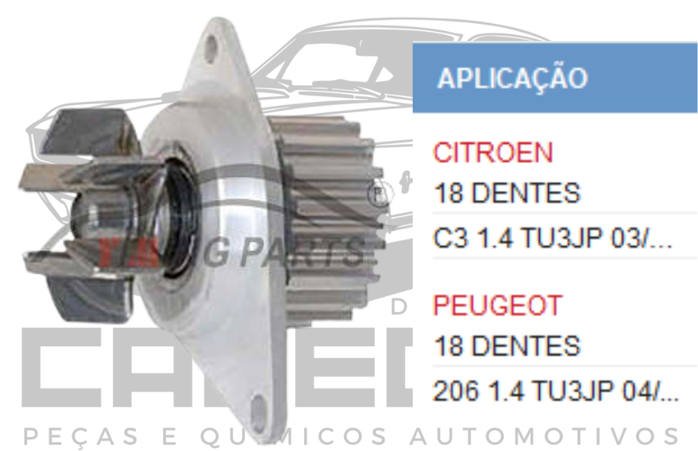 BOMBA DE AGUA CITROEN C3 1.4 TU3JP 03  / PEUGEOT 206 1.4 TU3JP 04 - 18 DENTES