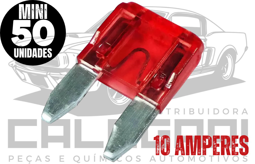 FUSIVEL MINI PACOTE 10 AMPERES - VERMELHO