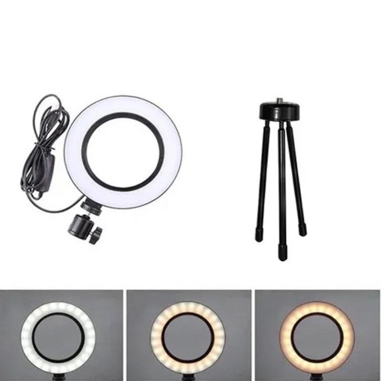 Ring light de mesa Led 6 Polegadas 16cm Com Tripé